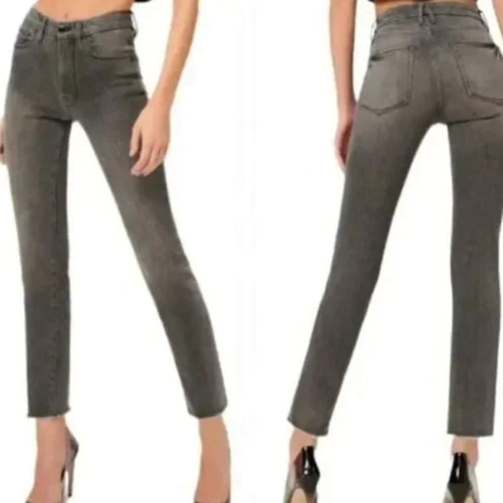 GOOD AMERICAN Good Classic Raw Hem Jeans GCRH625TFT size 12/31